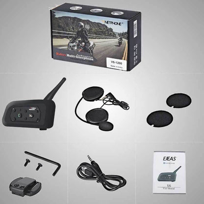 V6 Bluetooth Helmet Intercom Headset for 6 Riders (Single Unit)